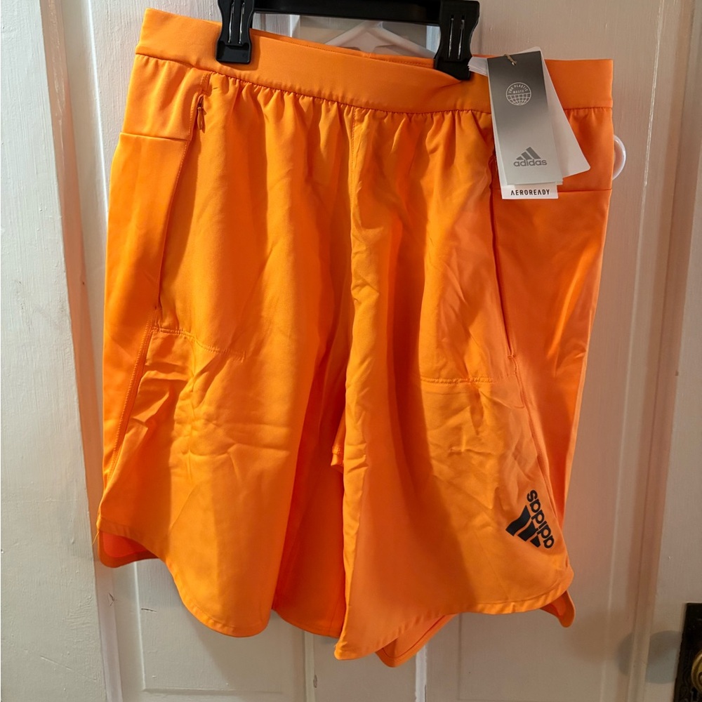 Orange adidas men’s shorts. Size Medium 9. NWT